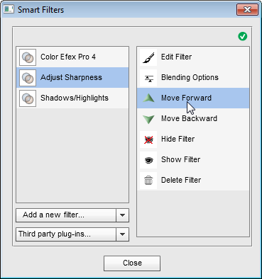 Smart Filters window